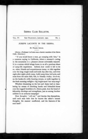 Sierra Club Bulletin 1902 Vol 4 No 1 January cover